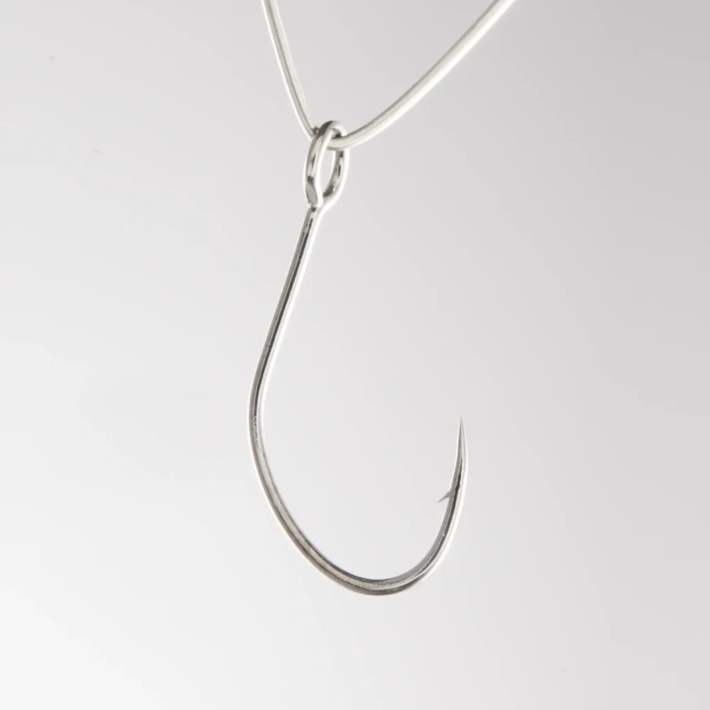 Big Eye fishing hook with a wide hook eye for fishing line knot connections