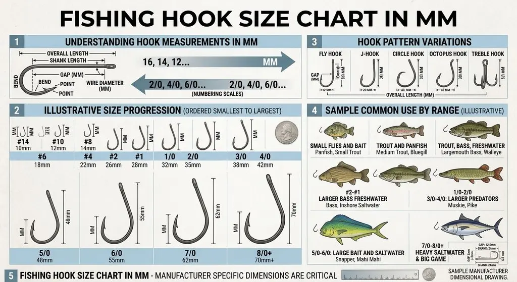 Fishing Hook Size Chart in MM