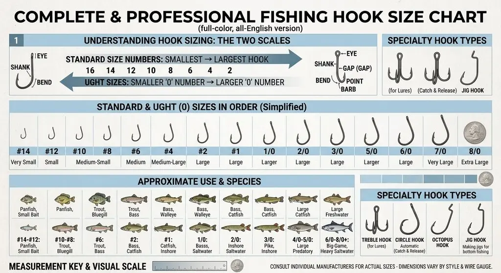 Fishing Hook Size Chart